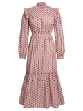 Pink 1930s Long Sleeve Polka Dot Dress
