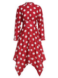 Red 1940s Polka Dot Irregular Skirt Dress