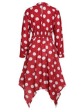 Red 1940s Polka Dot Irregular Skirt Dress