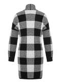 Black & Gray 1950s Plaid Knitted Long Cardigan