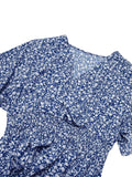 [Plus Size] 1950s V-Neck Cap Sleeve Floral Dress