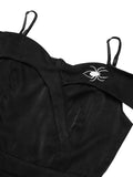 Black 1950s Halloween Off-Shoulder Spider Web Dress