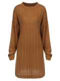 Brown 1940s Solid Hemp Pattern Sweater Dress