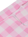 Pink 1950s Spaghetti Strap Plaid Swing Dress