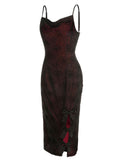 Deep Red 1960s Halloween Spider Web Dress