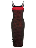Deep Red 1960s Halloween Spider Web Dress