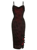 Deep Red 1960s Halloween Spider Web Dress