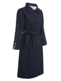 Dark Blue 1950s Solid Belted Coat
