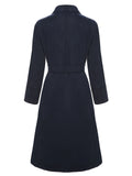 Dark Blue 1950s Solid Belted Coat