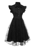 Black 1950s Sequined Spider Mesh Dress