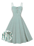 1950s Suspender Square Neck Back Wrap Dress