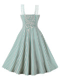 1950s Suspender Square Neck Back Wrap Dress