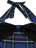 1950s Halter Plaids Bow Decor Patchwork Dress
