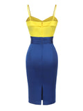 [Pre-Sale] Yellow & Blue 1960s Bow Strap Pencil Dress