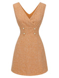 2PCS 1960s Orange Blouse & Tweed Mini Dress