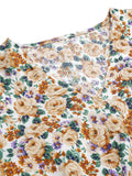 1960s Floral Flared Long Sleeve Dress With Belt