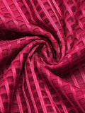 Wine Red 1960s Plaid Mesh V-Neck Dress