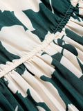 Green 1940s Floral Pleated Belt Dress