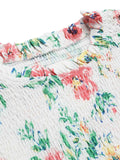 White 1940s Sleeveless Floral Ruffles Dress