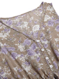 1930s V-Neck Floral Sleeveless Dress