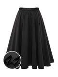 [Pre-Sale] Black 1950s Solid Elastic Waist Pleated Skirt