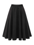 [Pre-Sale] Black 1950s Solid Elastic Waist Pleated Skirt