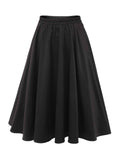[Pre-Sale] Black 1950s Solid Elastic Waist Pleated Skirt