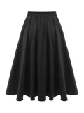 [Pre-Sale] Black 1950s Solid Elastic Waist Pleated Skirt