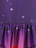 Purple 1950s Halloween Night Lace Patchwork Dress