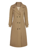 Khaki 1940s Double Breasted Button Trench Coat