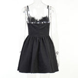 1950s Halloween Lace Rose Jacquard Slip Dress