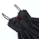1950s Halloween Lace Rose Jacquard Slip Dress