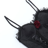 1950s Halloween Lace Rose Jacquard Slip Dress
