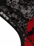 1950s Halloween Floral Mesh Lace-Up Collar Dress