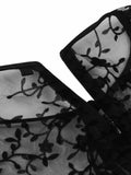 1950s Halloween Floral Mesh Lace-Up Collar Dress