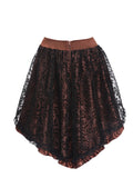 Retro Mesh Ruffles Hem High Low Skirt
