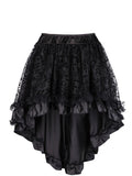 Retro Mesh Ruffles Hem High Low Skirt