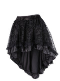 Retro Mesh Ruffles Hem High Low Skirt