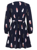 [Plus Size] 1950s V-Neck Feather Waist Dress