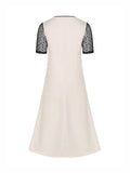 [Plus Size] Black & White 1940s Ink Lotus Sheer Sleeve Dress