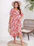 [Plus Size] 1950s Square Collar Ditsy Floral Dress