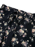 Black 1960s Antique Floral Wide-Leg Pants