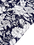Navy Blue 1960s Floral Wide-Leg Pants