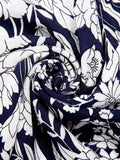 Navy Blue 1960s Floral Wide-Leg Pants