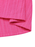Pink 1960s V-Neck Pleated Ruffles Solid Dress