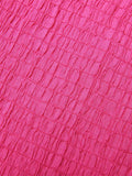 Pink 1960s V-Neck Pleated Ruffles Solid Dress