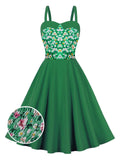 1950s Floral Patchwork Strap Swing Dress