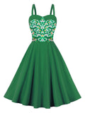 1950s Floral Patchwork Strap Swing Dress
