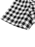 [Plus Size] Black&White 1950s Off-shoulder Gingham Plaid Dress