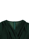 [Plus Size] Dark Green 1950s V-Neck Solid Swing Dress